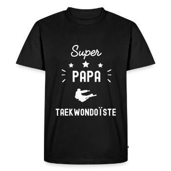 super papa taekwondoïste taekwondo fête des pères - T-shirt Premium bio Homme - noir - Devant - Nico (187cm)