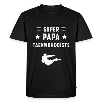 super papa taekwondoïste papa taekwondo cadeau - T-shirt Premium bio Homme - noir - Devant - Nico (187cm)