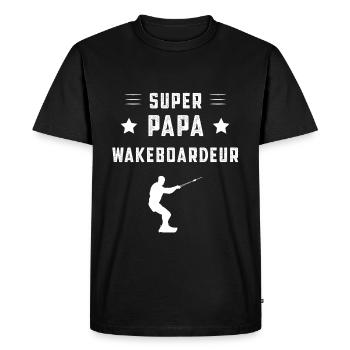 super papa wakeboardeur papa wakeboard cadeau père - T-shirt Premium bio Homme - noir - Devant - Nico (187cm)