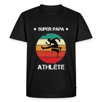 super papa athlète vintage athlétisme - T-shirt Premium bio Homme - noir - Devant - Nico (187cm)