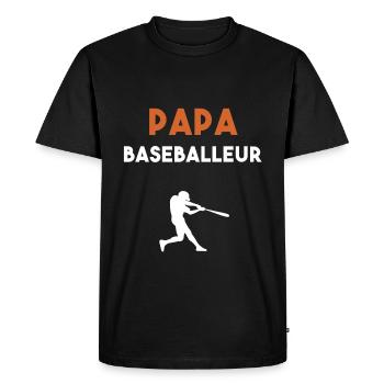 papa baseballeur cadeau papa baseball - T-shirt Premium bio Homme - noir - Devant - Nico (187cm)