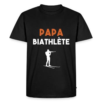 papa biathlète cadeau papa biathlon - T-shirt Premium bio Homme - noir - Devant - Nico (187cm)