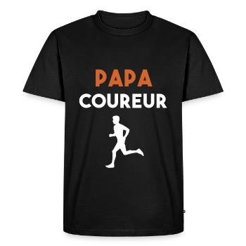 papa coureur cadeau papa footing - T-shirt Premium bio Homme - noir - Devant - Nico (187cm)