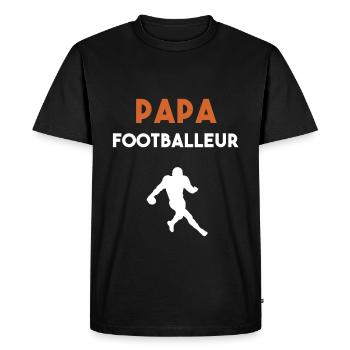 papa footballeur cadeau papa football US - T-shirt Premium bio Homme - noir - Devant - Nico (187cm)