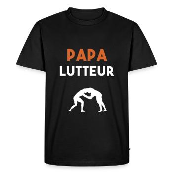 papa lutteur cadeau papa Lutte - T-shirt Premium bio Homme - noir - Devant - Nico (187cm)