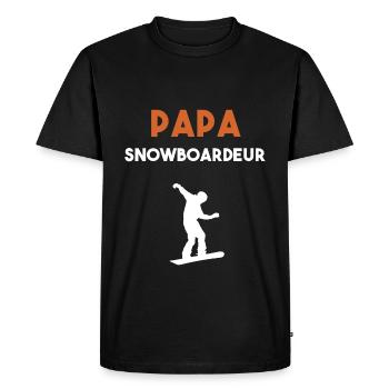 papa snowboardeur cadeau papa snowboard - T-shirt Premium bio Homme - noir - Devant - Nico (187cm)