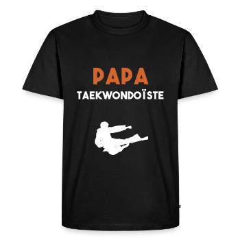 papa taekwondoïste cadeau papa taekwondo - T-shirt Premium bio Homme - noir - Devant - Nico (187cm)