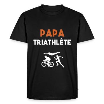 papa triathlète cadeau papa triathlon - T-shirt Premium bio Homme - noir - Devant - Nico (187cm)