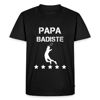 papa badiste badminton fête des pères - T-shirt Premium bio Homme - noir - Devant - Nico (187cm)