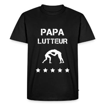 papa lutteur Lutte fête des pères - T-shirt Premium bio Homme - noir - Devant - Nico (187cm)