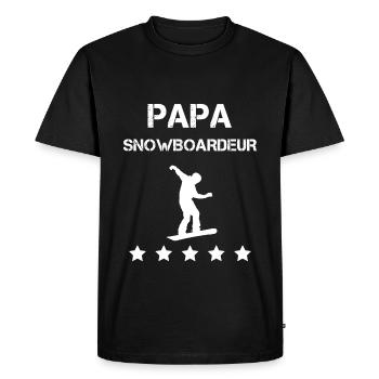 papa snowboardeur snowboard fête des pères - T-shirt Premium bio Homme - noir - Devant - Nico (187cm)