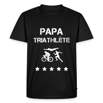 papa triathlète triathlon fête des pères - T-shirt Premium bio Homme - noir - Devant - Nico (187cm)