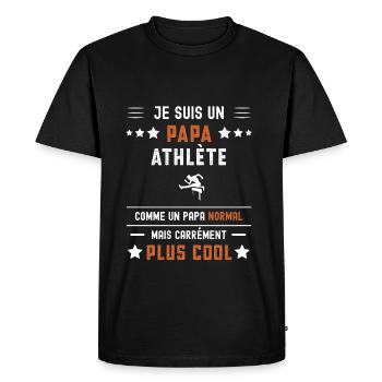 papa athlète papa normal athlétisme - T-shirt Premium bio Homme - noir - Devant - Nico (187cm)