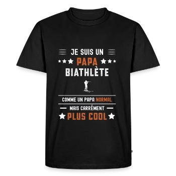 papa biathlète papa normal biathlon - T-shirt Premium bio Homme - noir - Devant - Nico (187cm)