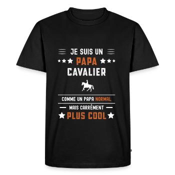 papa cavalier papa normal équitation cheval - T-shirt Premium bio Homme - noir - Devant - Nico (187cm)