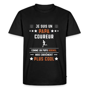 papa coureur papa normal footing - T-shirt Premium bio Homme - noir - Devant - Nico (187cm)