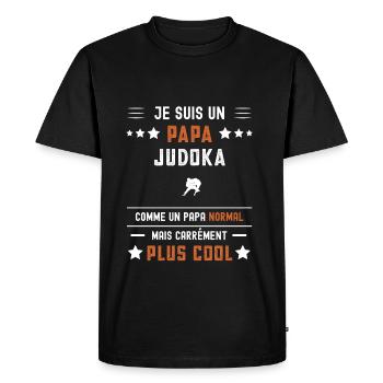 papa judoka papa normal judo - T-shirt Premium bio Homme - noir - Devant - Nico (187cm)