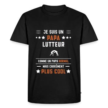 papa lutteur papa normal Lutte - T-shirt Premium bio Homme - noir - Devant - Nico (187cm)
