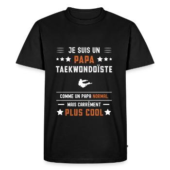 papa taekwondoïste papa normal taekwondo - T-shirt Premium bio Homme - noir - Devant - Nico (187cm)