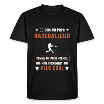 papa baseballeur normal père baseball - T-shirt Premium bio Homme - noir - Devant - Nico (187cm)