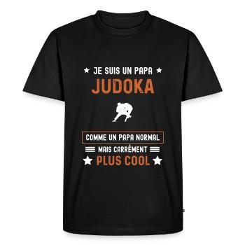 papa judoka normal père judo - T-shirt Premium bio Homme - noir - Devant - Nico (187cm)