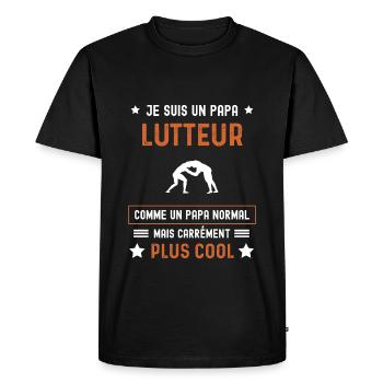 papa lutteur normal père Lutte - T-shirt Premium bio Homme - noir - Devant - Nico (187cm)