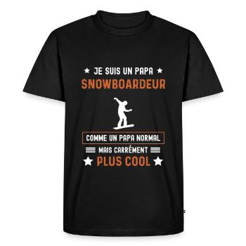 papa snowboardeur normal père snowboard - T-shirt Premium bio Homme - noir - Devant - Nico (187cm)
