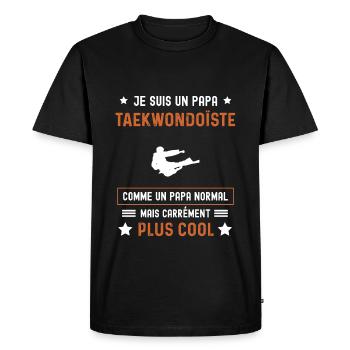 papa taekwondoïste normal père taekwondo - T-shirt Premium bio Homme - noir - Devant - Nico (187cm)