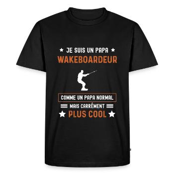 papa wakeboardeur normal père wakeboard - T-shirt Premium bio Homme - noir - Devant - Nico (187cm)