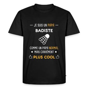 je suis un papa badiste badminton volant - T-shirt Premium bio Homme - noir - Devant - Nico (187cm)