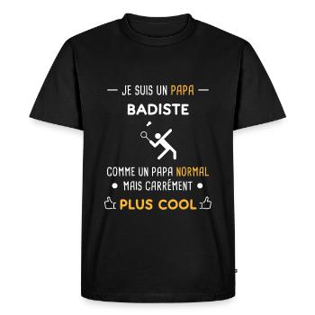 je suis un papa badiste badminton - T-shirt Premium bio Homme - noir - Devant - Nico (187cm)