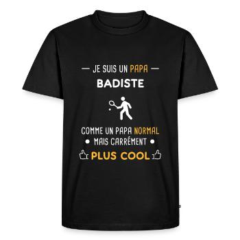 je suis un papa badiste squash - T-shirt Premium bio Homme - noir - Devant - Nico (187cm)