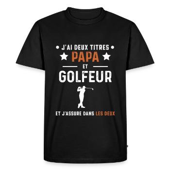 j'ai deux titres papa et golfeur golf - T-shirt Premium bio Homme - noir - Devant - Nico (187cm)