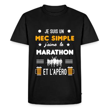 cadeau apéro marathon mec simple - T-shirt Premium bio Homme - noir - Devant - Nico (187cm)