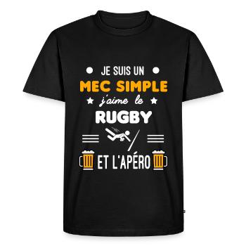 cadeau apéro rugby mec simple - T-shirt Premium bio Homme - noir - Devant - Nico (187cm)