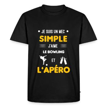 bowling et apéro mec simple - T-shirt Premium bio Homme - noir - Devant - Nico (187cm)
