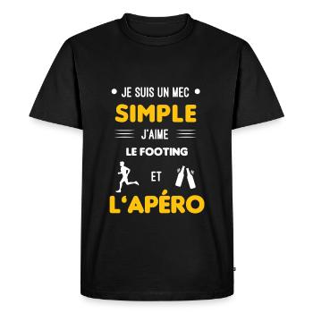 footing et apéro mec simple - T-shirt Premium bio Homme - noir - Devant - Nico (187cm)