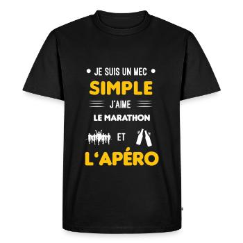 marathon et apéro mec simple - T-shirt Premium bio Homme - noir - Devant - Nico (187cm)