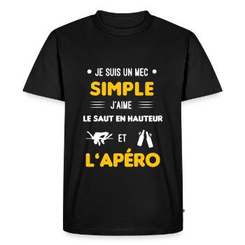 saut en hauteur et apéro mec simple - T-shirt Premium bio Homme - noir - Devant - Nico (187cm)