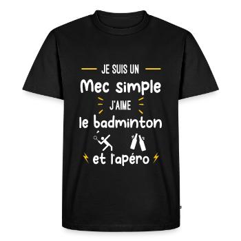 badminton apéro mec simple humour - T-shirt Premium bio Homme - noir - Devant - Nico (187cm)