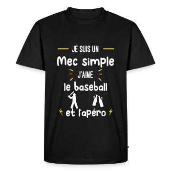 baseball apéro mec simple humour - T-shirt Premium bio Homme - noir - Devant - Nico (187cm)