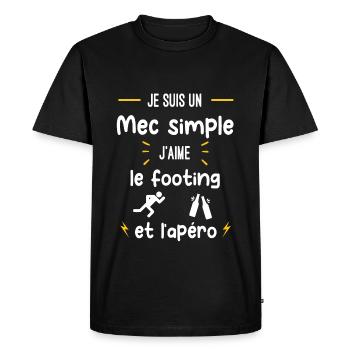 footing apéro mec simple humour - T-shirt Premium bio Homme - noir - Devant - Nico (187cm)