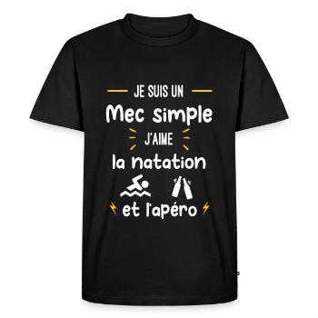 natation apéro mec simple humour - T-shirt Premium bio Homme - noir - Devant - Nico (187cm)
