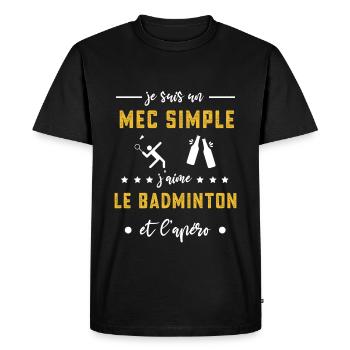 badminton mec simple apéro cadeau badiste - T-shirt Premium bio Homme - noir - Devant - Nico (187cm)