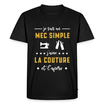 couture mec simple apéro cadeau - T-shirt Premium bio Homme - noir - Devant - Nico (187cm)