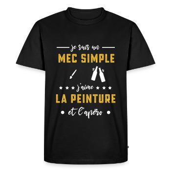 peinture mec simple apéro cadeau - T-shirt Premium bio Homme - noir - Devant - Nico (187cm)