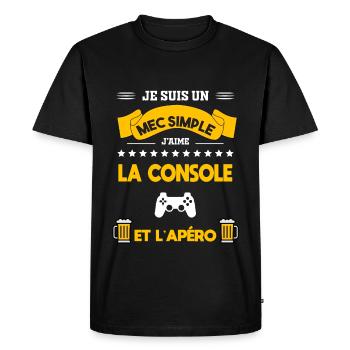 console apéro mec simple - T-shirt Premium bio Homme - noir - Devant - Nico (187cm)