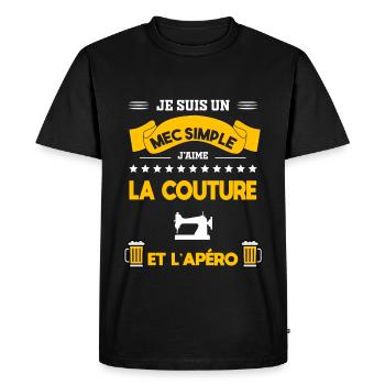 couture apéro mec simple - T-shirt Premium bio Homme - noir - Devant - Nico (187cm)