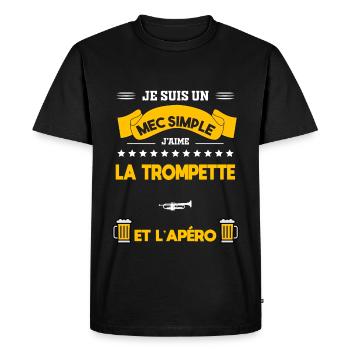 trompette apéro mec simple - T-shirt Premium bio Homme - noir - Devant - Nico (187cm)
