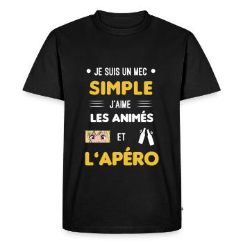 animés et apéro mec simple - T-shirt Premium bio Homme - noir - Devant - Nico (187cm)
